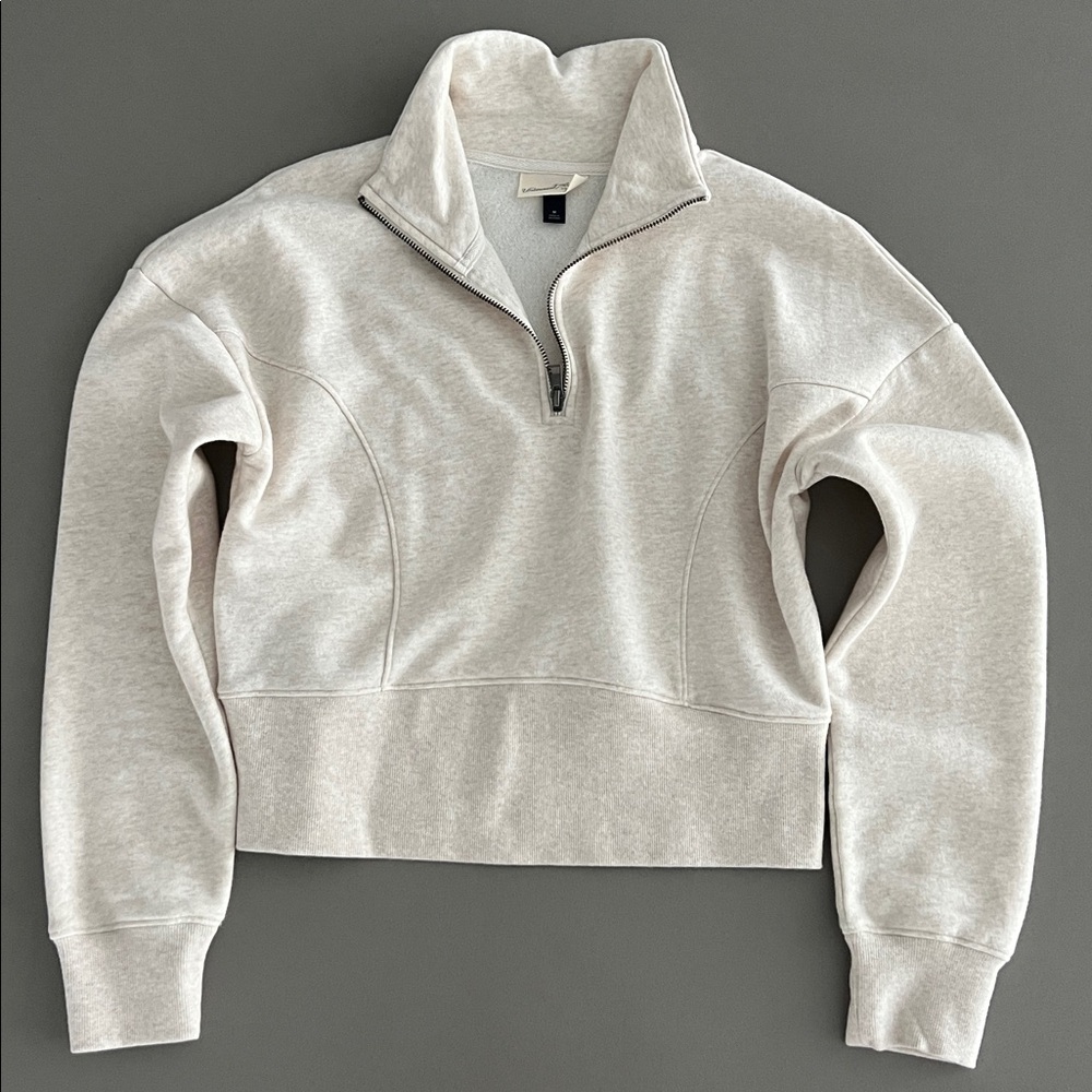 Cropped Universal Thread Off-White Quarter-zip Pullover